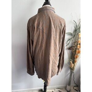 Ryan Michael Men XL Silk Cotton Paisley Jacquard Western Snap Button Shirt Brown